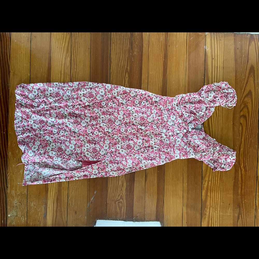 Never worn Hello Molly pink floral midi dress